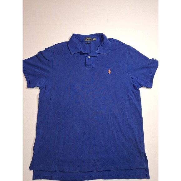 Polo Ralph Lauren Men's XL Custom Fit Short Sleeve Bl/Org Embroidered Pony Logo - Picture 1 of 9